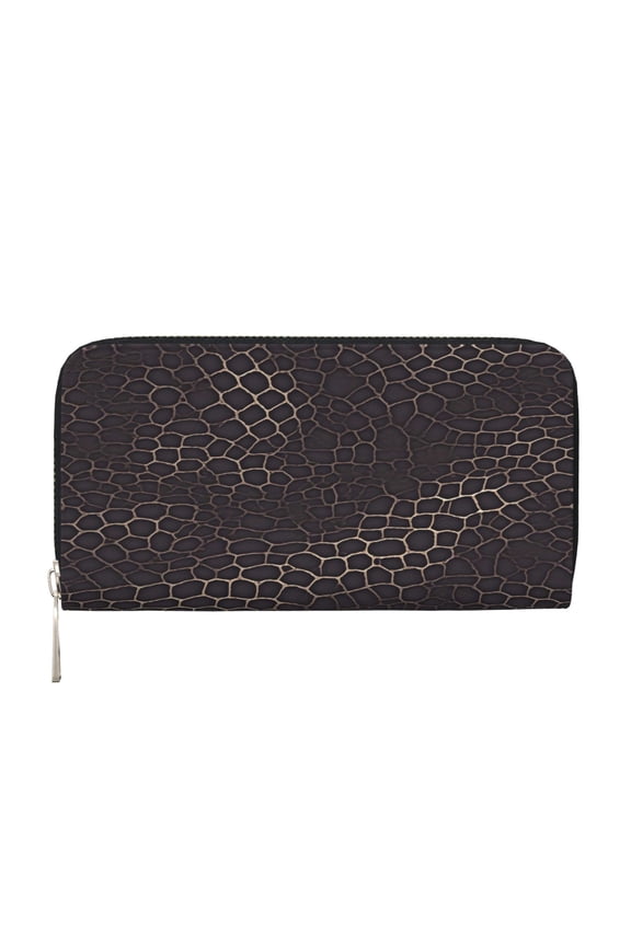Leather Zipper Pocket Hand Wallet For Women And Men Travel Leather Purse Large Capacity Credit Card Holder Snake Skin Print Style Darkgray_4