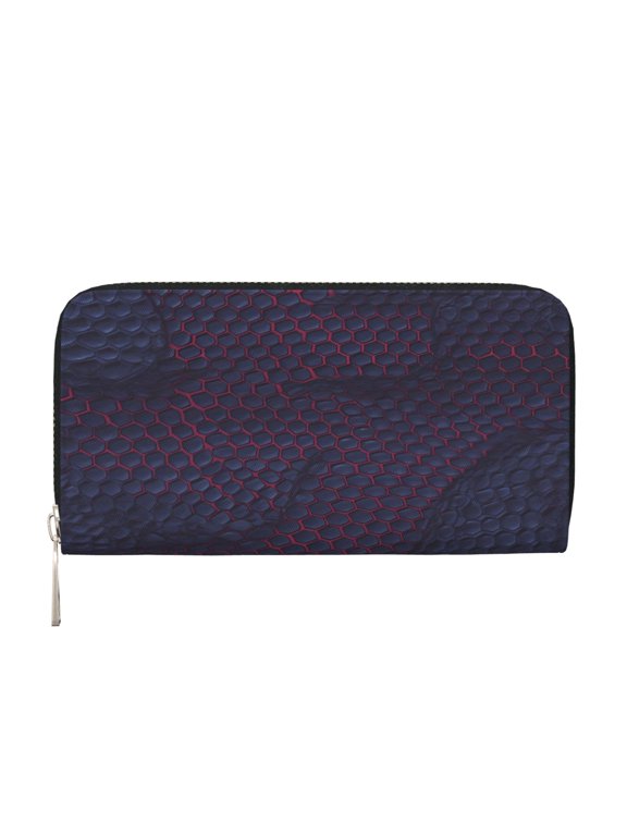 Leather Zipper Pocket Hand Wallet For Women And Men Travel Leather Purse Large Capacity Credit Card Holder Snake Skin Print Style Palevioletred_4