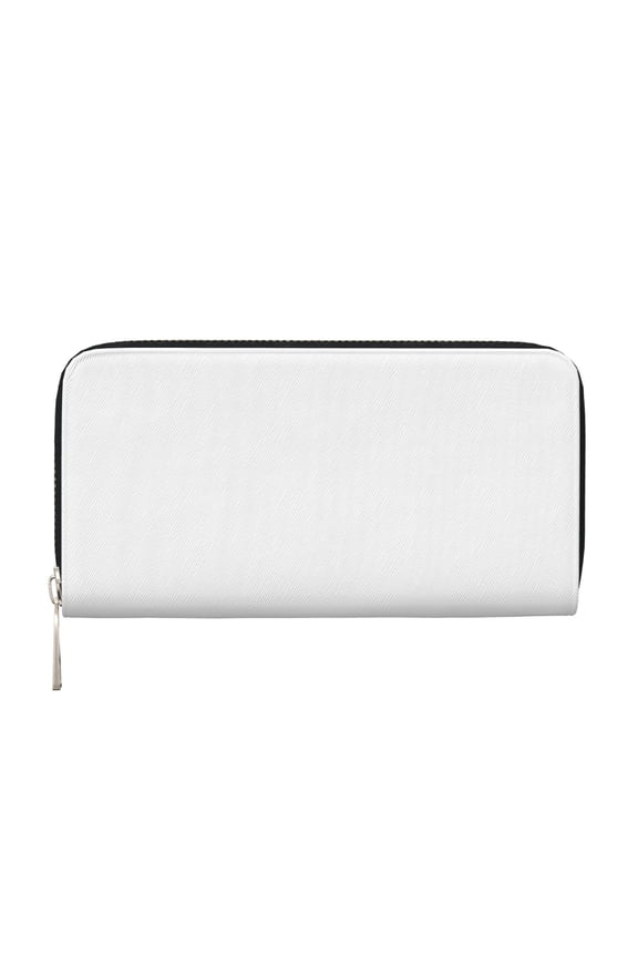 Leather Zipper Pocket Hand Wallet For Women And Men Travel Leather Purse Large Capacity Credit Card Holder White