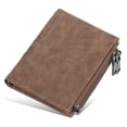 thumbnail image 1 of Leather Zipper Wallet With Coin Pocket, Zip Around Front Pocket Bifold Wallet, Gift for Men - brown, 1 of 5