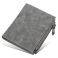 thumbnail image 1 of Leather Zipper Wallet With Coin Pocket, Zip Around Front Pocket Bifold Wallet, Gift for Men - light gray, 1 of 5