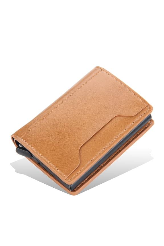 Leather anti magnetic and anti-theft card bag RFID automatic pop-up wallet