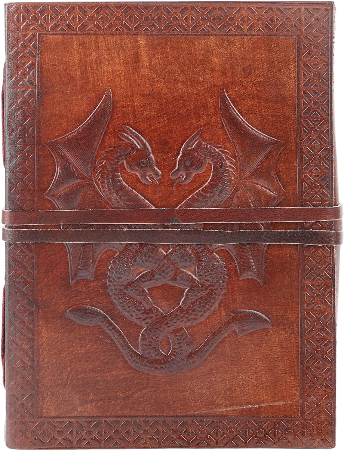 Handmade Antique Leather Double Dragon Journal, Unlined Handmade Antique Leather Double Dragon Journal, Unlined