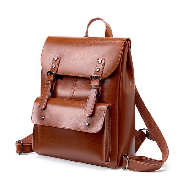 Leather backpack 14 inch large capacity British retro neutral wear-resistant cowhide computer backpack
