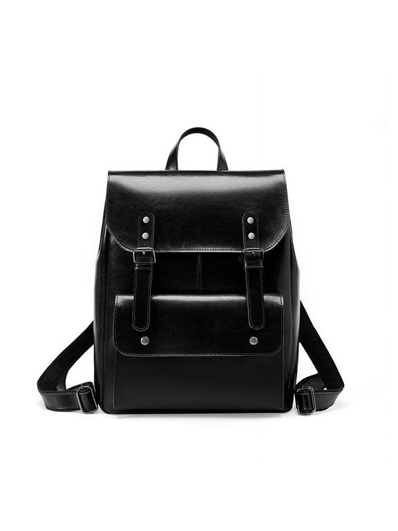 Leather backpack 14 inch large capacity British retro neutral wear-resistant cowhide computer backpack