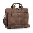 thumbnail image 1 of Leather briefcase 18 Inch Laptop/ Messenger Bags for Men and Women Best Office School College briefcase Satchel Bag (Distressed Tan), 1 of 6