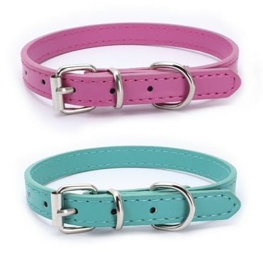 Leather cat collar 2 pieces, pet collar is suitable for cats and dogs