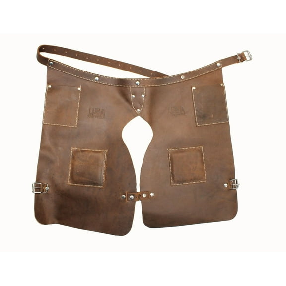 Leather chap for construction. Oil tan color(SST 1244)