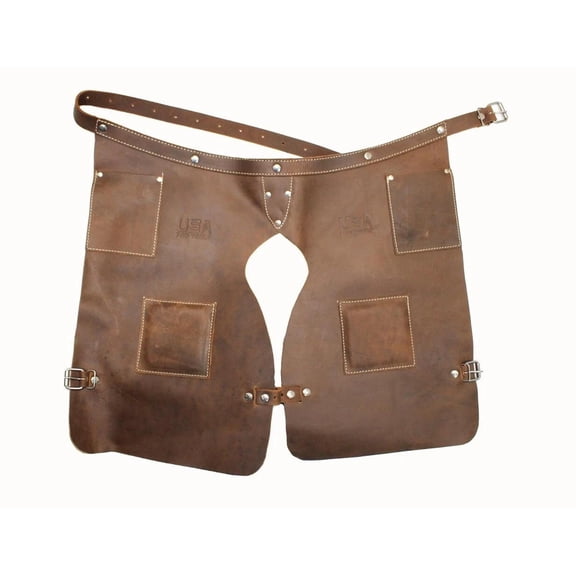 Leather chap for construction. Oil tan color(SST 1244)