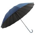 thumbnail image 1 of Leather curved handle 16-bone long-handled umbrella, made of percussion cloth, fiber and iron - blue, 1 of 5