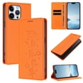 thumbnail image 1 of Leather For iPhone 11 Pro Max, RFID Blocking Protection, Playful Cats Embossed Flip Wallet Leather Case With Card Holder Magnetic Closure  Phone Cases Cover,Orange,For iPhone 11 Pro Max, 1 of 7