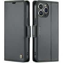 Leather for iPhone 15 Pro Max Wallet Case with RFID Blocking, for iPhone 15 Pro Max Case Wallet for Women Men Card Holder Magnetic Clasp Kickstand Folio Case for iPhone 15 Pro Max Black