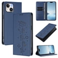 thumbnail image 1 of Leather For iPhone 15 , RFID Blocking Protection, Playful Cats Embossed Flip Wallet Leather Case With Card Holder Magnetic Closure  Phone Cases Cover,Dark blue,For iPhone 15, 1 of 7