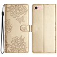 thumbnail image 1 of Leather For iPhone 16e Case Cherry Blossom&Butterfly Embossed Flip Wallet Leather Case with Card Holder Magnetic Closure Shockproof Kickstand Protective Phone Cases Cover,Gold,For iPhone 16e, 1 of 8