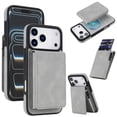 thumbnail image 1 of Leather For iPhone 17 Pro Max Case With  2-in-1 Pop-up Card Holder, Wallet Case For Women Men With RFID Blocking, Durable Leather Kickstand Magnetic Clasp Shockproof Phone Case,Grey, 1 of 8