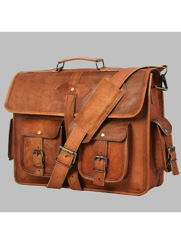 Leather messenger bag 18" Leather Laptop bag Handmade Briefcase Crossbody Shoulder bag Satchel, A big handmade leather shoulder bag