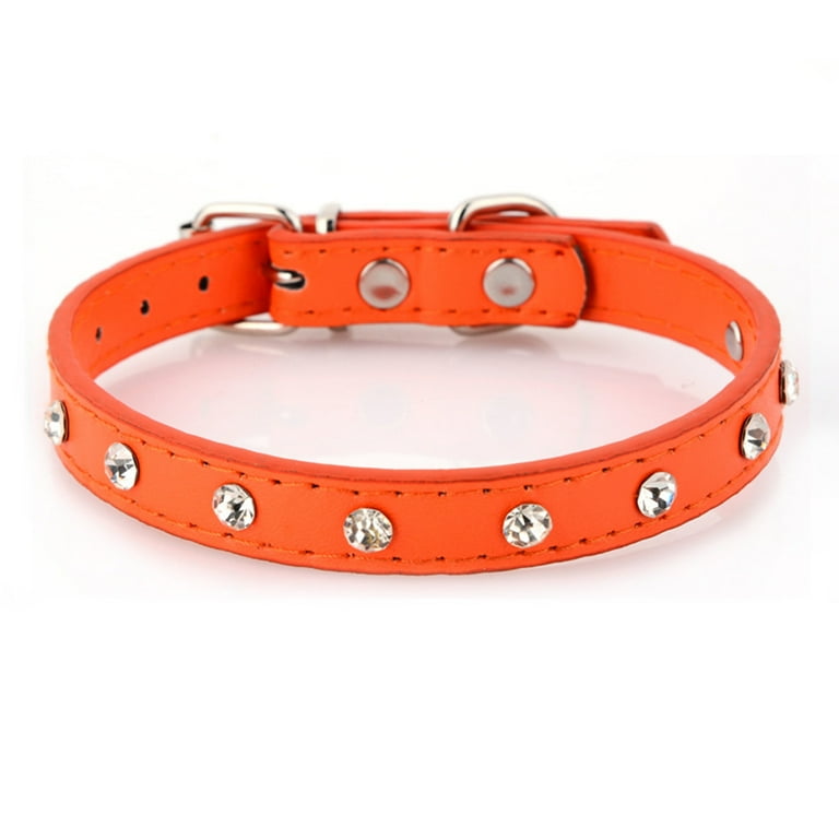 Leather safety rivet cat collars hand stretch take light and