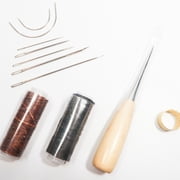 Leather sewing needle 12PCS 12m wax thread kit rope drilling cone top needle bending needle, used for indoor decoration carpet fur canvas repair DIY leather manual sewing embroidery book binding