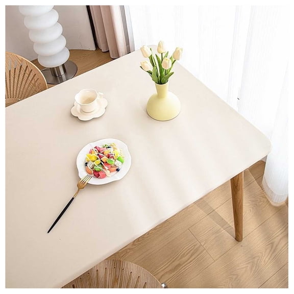 Leather tablecloth with elastic edge, garden tablecloth rectangular tablecloth, waterproof non-slip wipeable dirt-repellent tablecloth for dining table, kitchen