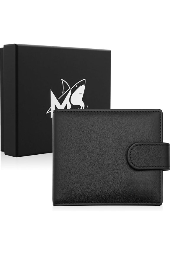 Leather wallets for men bifold,RFID locking,Large-capacity design with pocket and clip,Trendy Business Style,mens leather wallets with zipper,black