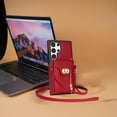 thumbnail image 1 of Leather zipper wallet phone case suitable for Samsung s24ultra/s23plus/S22/A54/A53/A52/A14/A513, crossbody and card holder., 1 of 6
