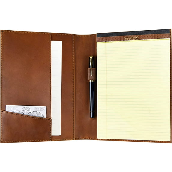 LeatherBelief Leather Junior Padfolio for Women/Men, A5 SizeNotepad Holder Cover, Portfolio Case Study Leather Folder, Documents Folder Case, Document Organizer (Brown, Junior Size)