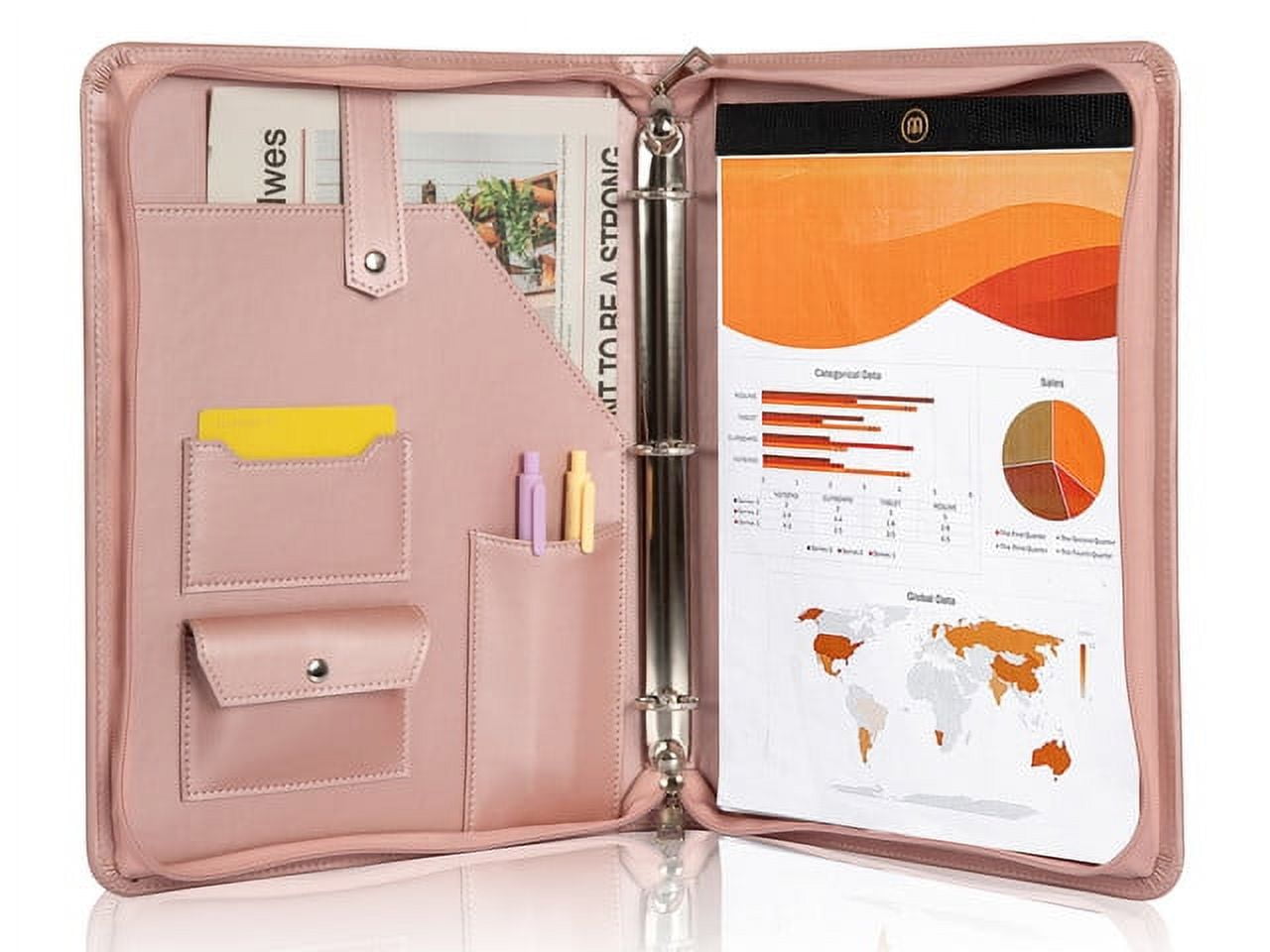 Windowsノート本体 lili LeatherBelief Vegan Leather Portfolio, 3 Ring Binder, Zippered
