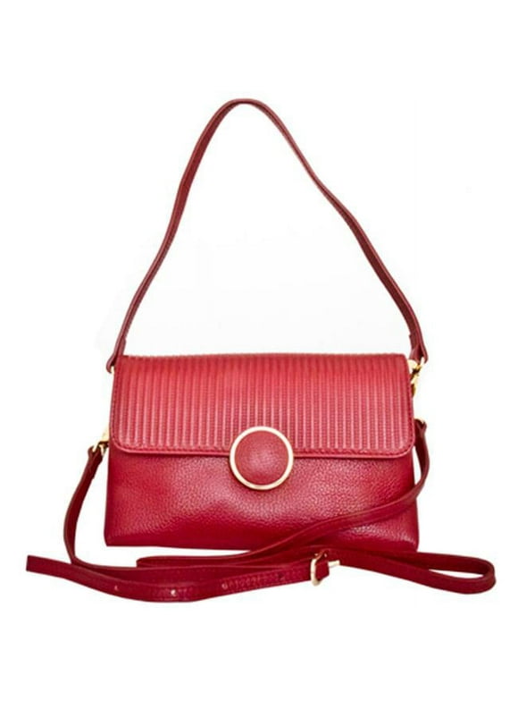 Leatherbay 50152 Zevio Shoulder Bag&#44; Dark Red