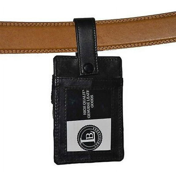 Leatherboss Belt Loop ID Money Holder Clear Window Snap Pocket Black New