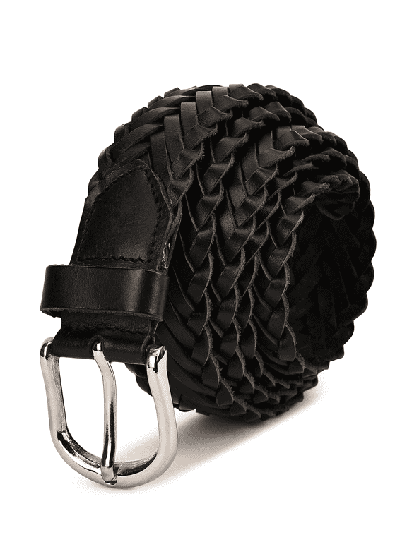 Braided Leather belt Big and Tall sizes Black Brown
