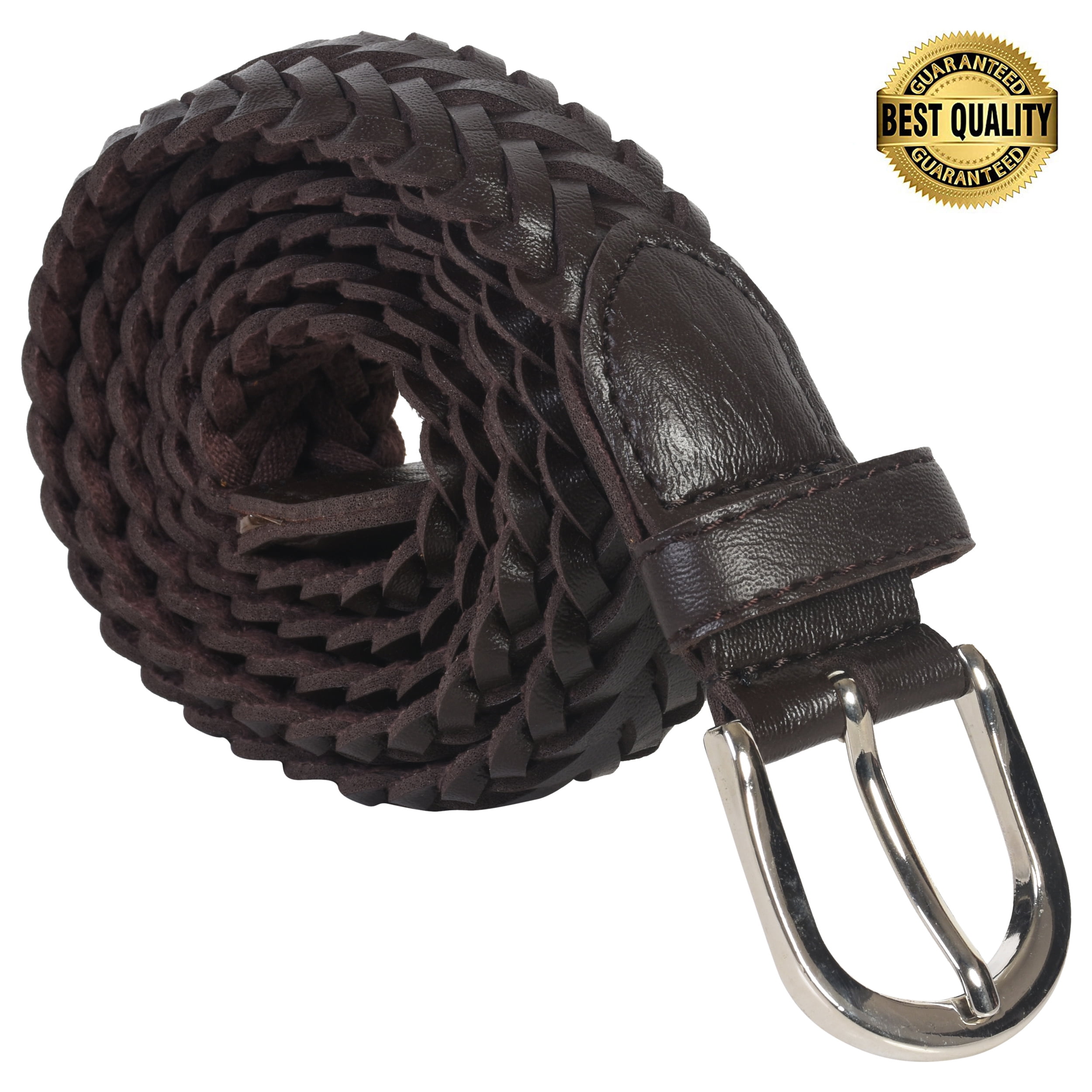 Leatherboss Braided Leather belt Big and Tall sizes Black Brown