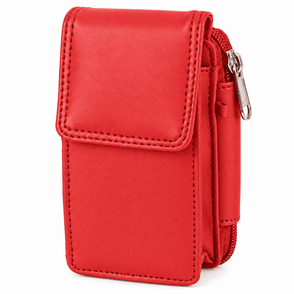 Leatherboss Cigarette Case with Zipper Wallet, Red