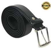 Leatherboss Designer Casual Mens Genuine Leather Belt Chrome Finish, 1.3/8 Wide