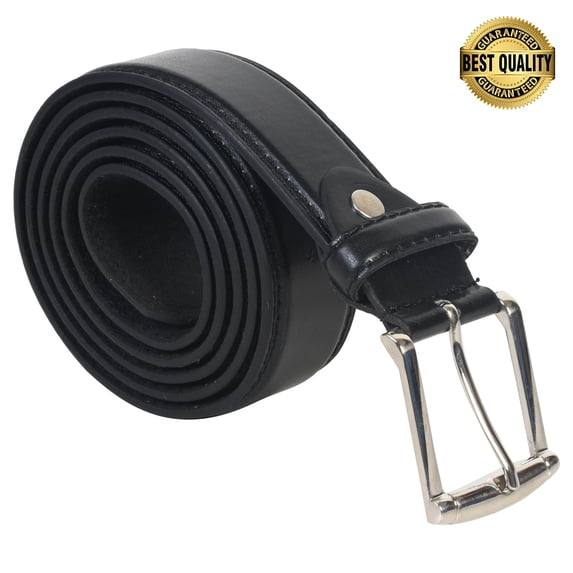 Leatherboss Designer Casual Men's Genuine Leather Belt Chrome Finish, 1.3/8" Wide