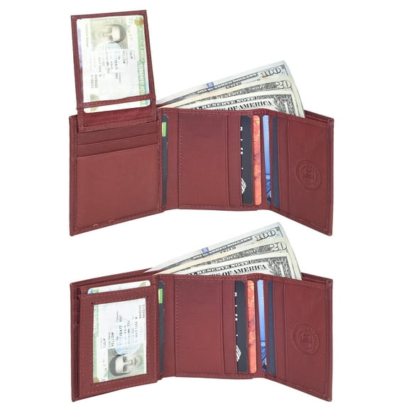 Leatherboss Designer Trifold wallet with pull out card holder New in a gift bag