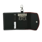 Leatherboss Genuine Leather Key Case Car Key Holder Trifold Wallet (Black)