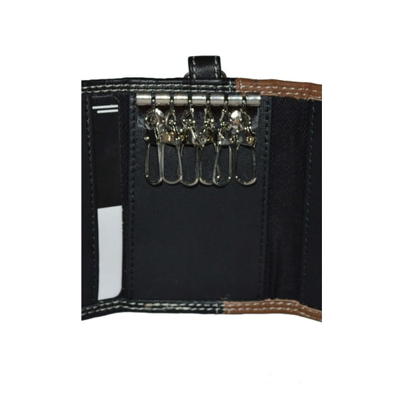 Leatherboss Genuine Leather Key Case Car Key Holder Trifold Wallet (Tan)