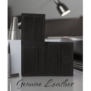 Leatherboss Genuine Leather Mens L-Shape Slim Credit Card Holder Wallet, Black