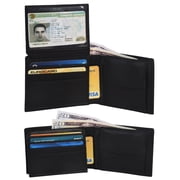 Leatherboss Genuine Leather Mens Leather Bifold Wallet with Coin Pocket