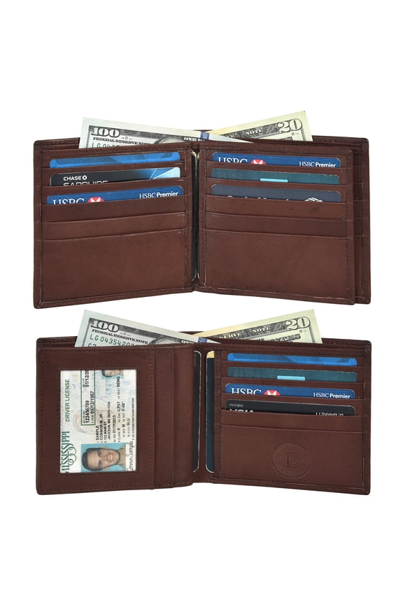 Genuine Leather RFID Blocking Men's Multi Card Compact Wallet, Dark Brown