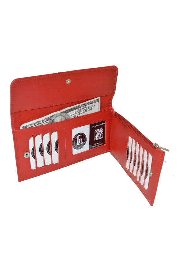 Genuine Leather Red Ladies Wallet All in One New Style 2 Snaps