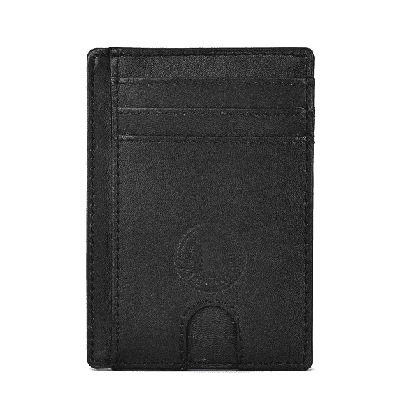 Leatherboss Genuine Leather Slim Wallet for Men & Women | Card Holder with Cash Compartment, ID Window & RFID Blocking, Antique Grey