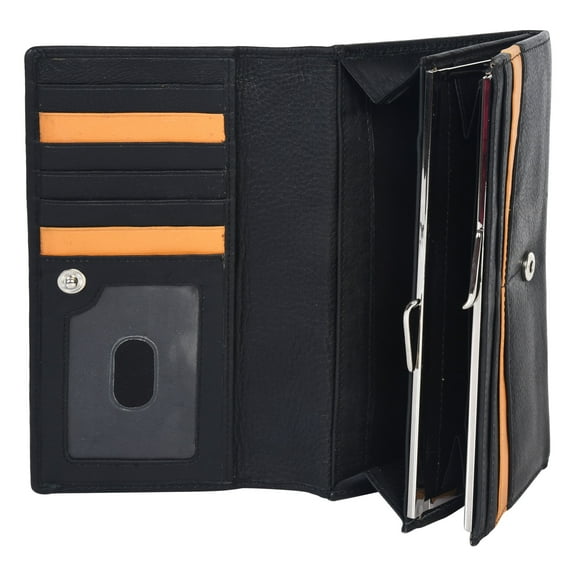 Leatherboss Genuine Leather Women Designer Clutch Card Holder Wallet, Black