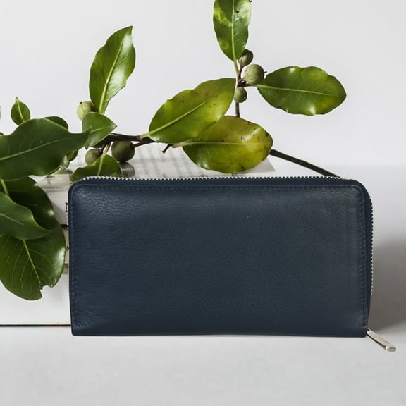 Leatherboss Leather Clutch Debit Credit Card Holder with all Around Zipper Wallet