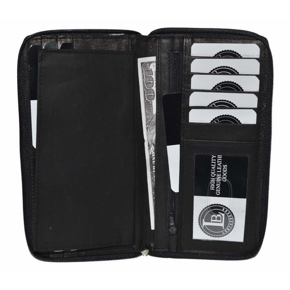 Leatherboss Leather Ladies Double Zipper Card Holder Genuine Leather Wallet