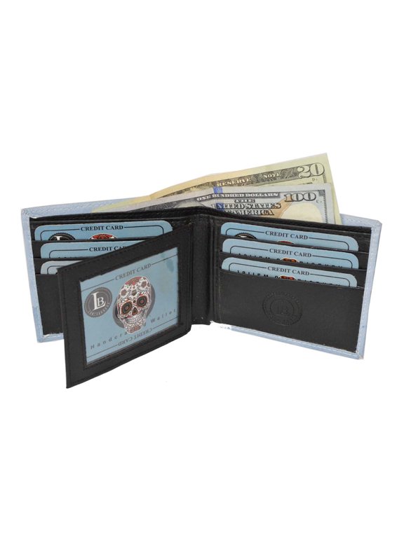 Men Bifold Exotic Wallet Sugar Skull with printed gift box