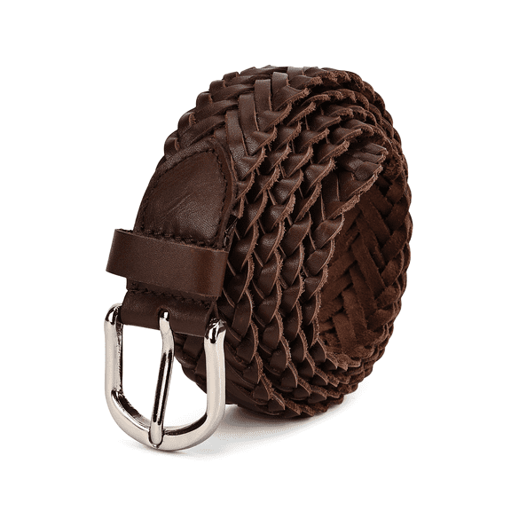 Leatherboss Men's Braided Brown Leather Belt