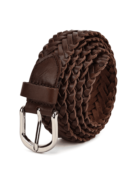 Men's Braided Brown Leather Belt