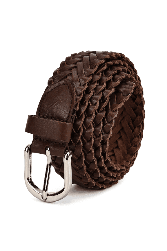 Men's Braided Brown Leather Belt