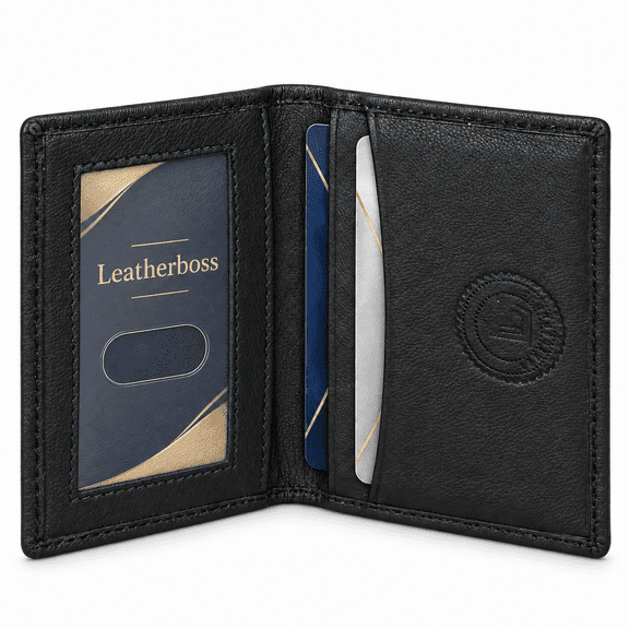Leatherboss Men's Genuine Leather Bifold ID-Credit Card Wallet